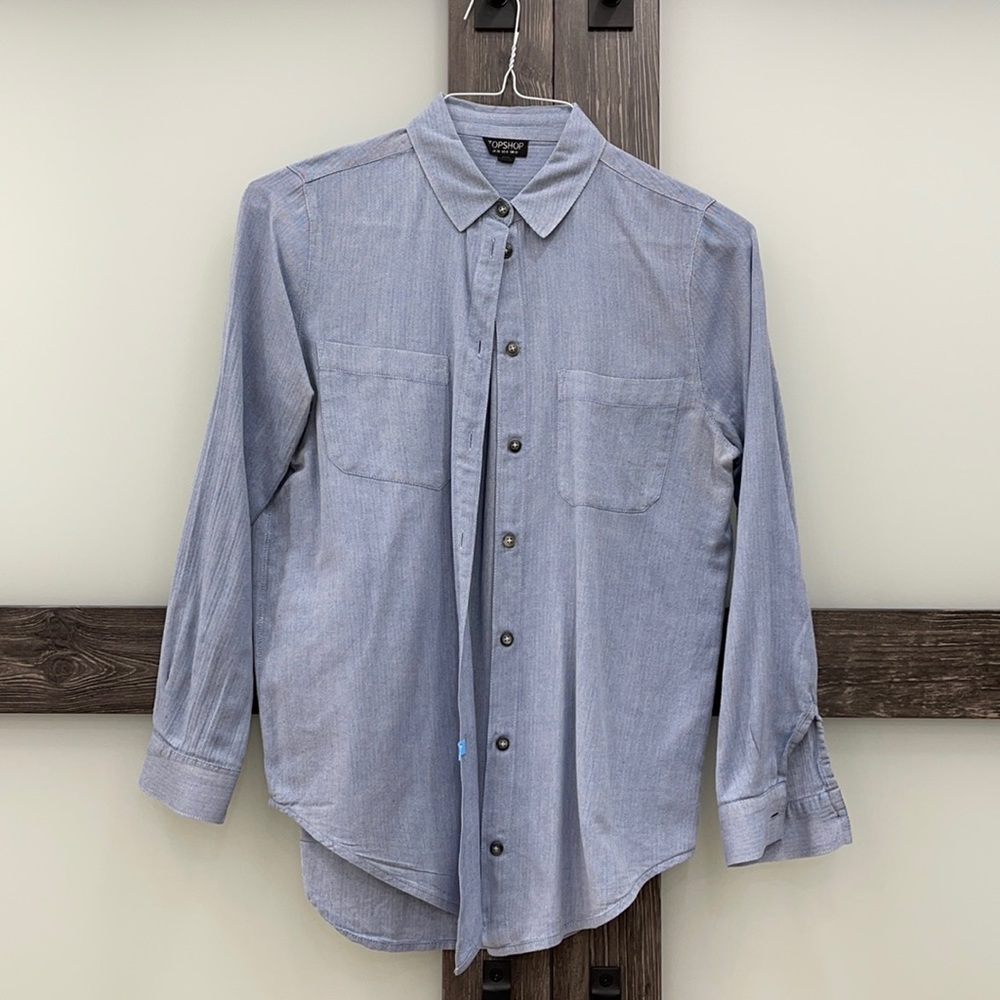 Denim shade button down shirt!